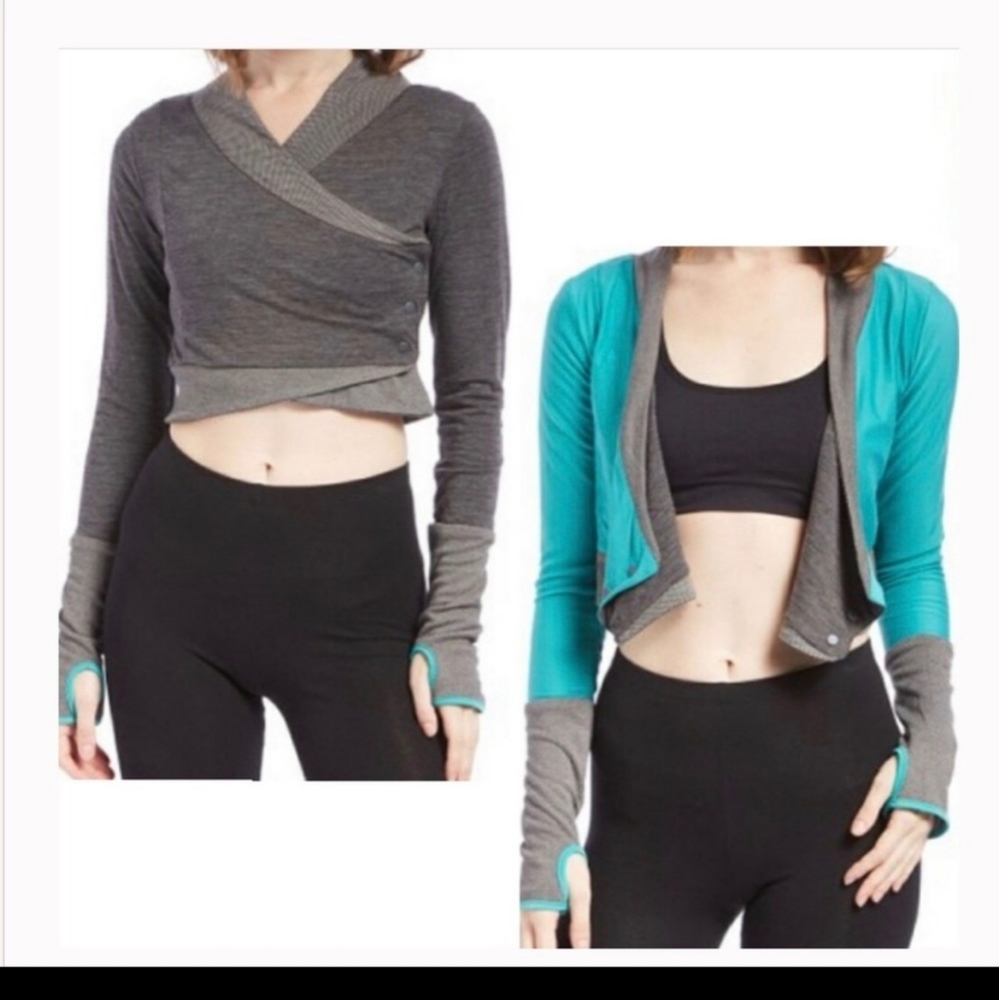 Moxie Cycling Reversible Grey/Aqua Crop Jacket
